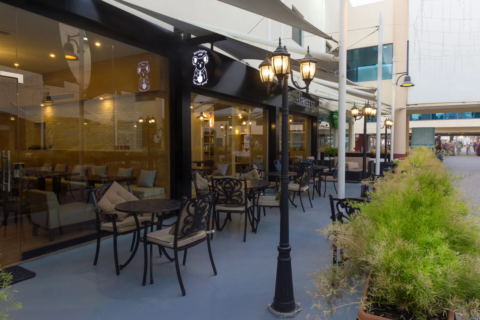 Koalagry Cafe interior and terrace in Bahrain