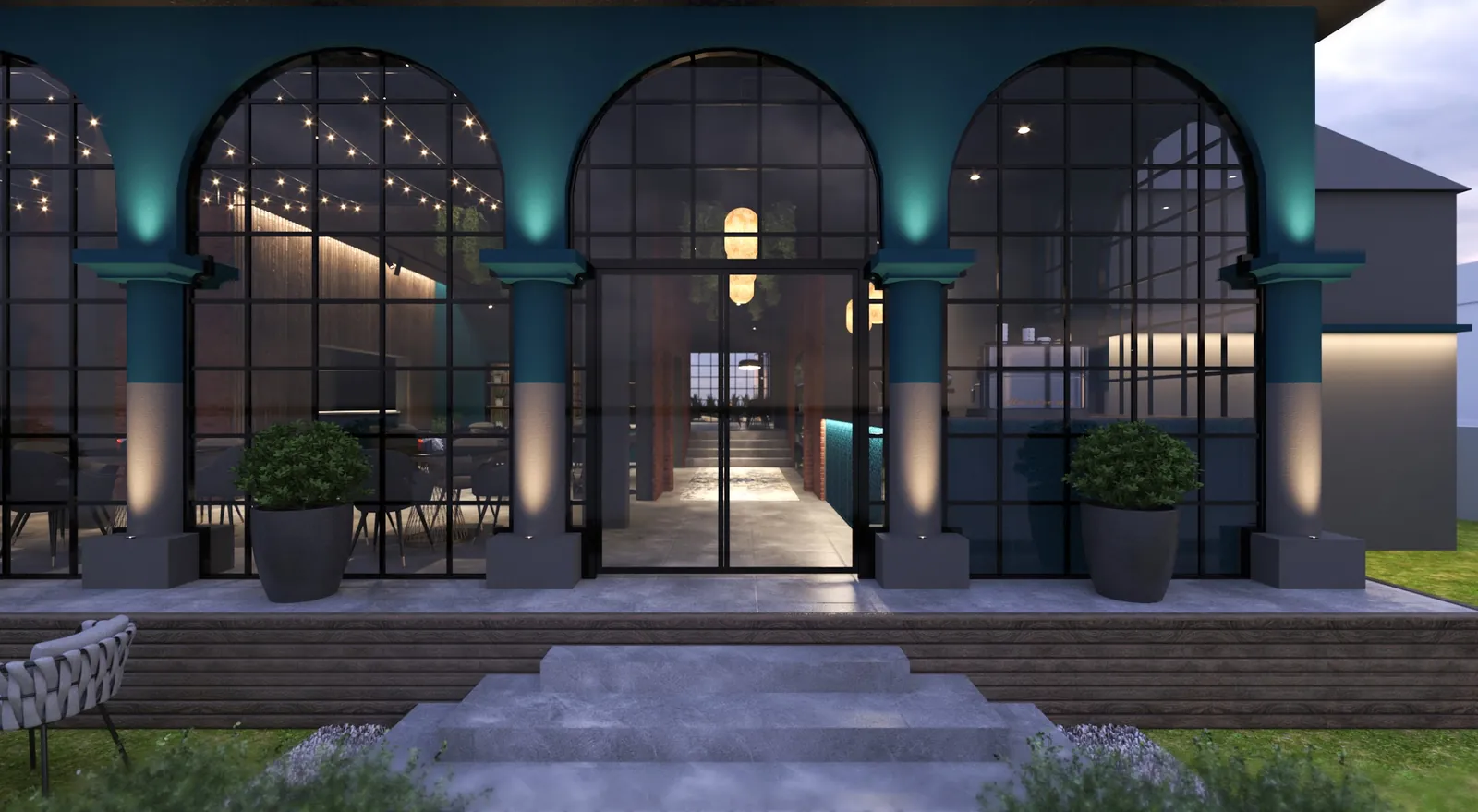 Arabica Shisha Cafe, Shisha cafe and restaurant: 3D design visual by Rectangles