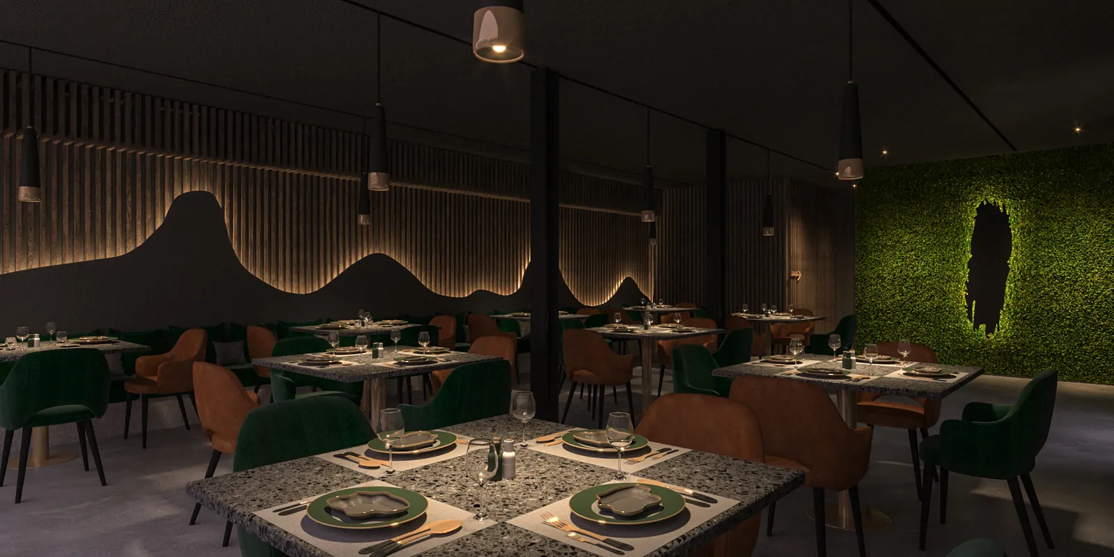 Jan Ju Restaurant, Restaurant and rooftop: 3D design visual by Rectangles